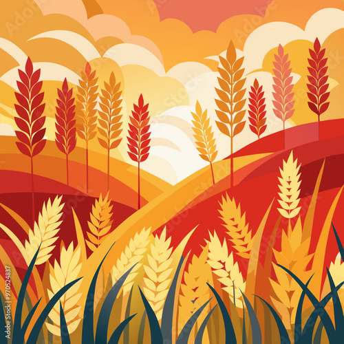 Wheat field illustration 
