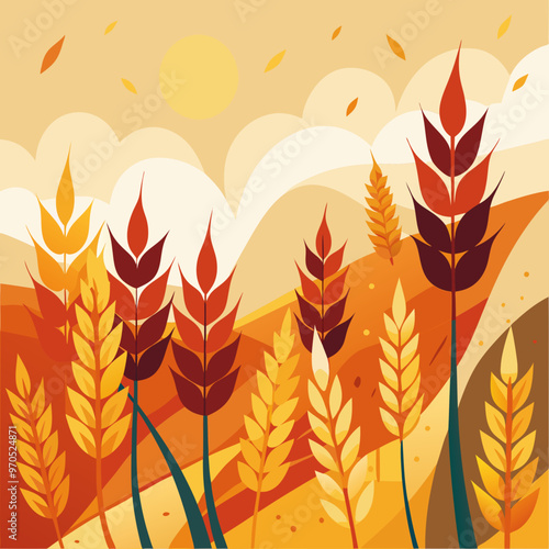 Wheat field illustration 