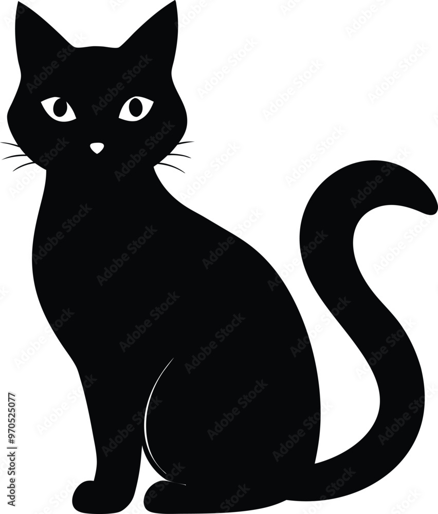 Obraz premium black cat vector illustration silhouette, Print