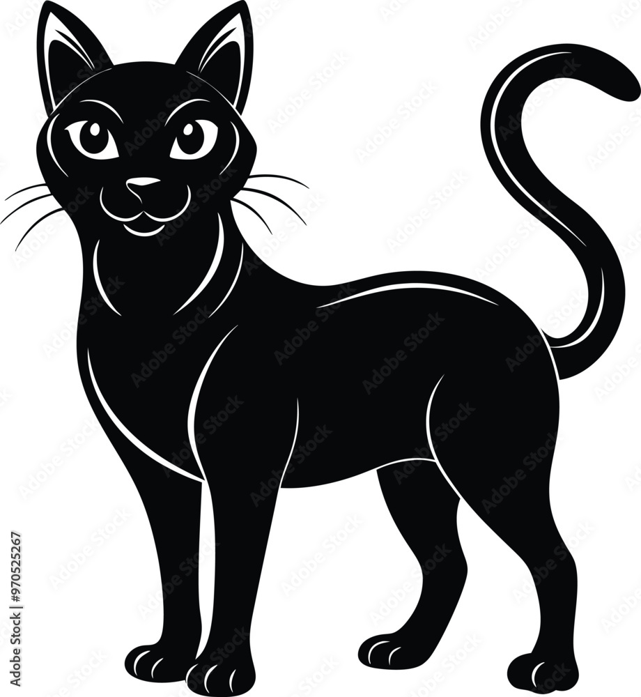 black cat vector illustration silhouette, Print black cat vector illustration silhouette, Print