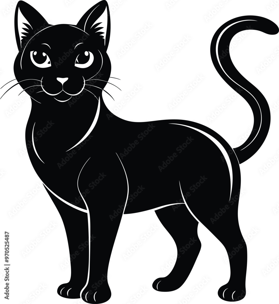 black cat vector illustration silhouette, Print black cat vector illustration silhouette, Print
