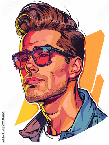 Wallpaper Mural Portrait of a man with glasses in retro style. Vector illustration Torontodigital.ca