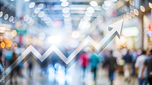 Wallpaper Mural Ecommerce Progress – A blurred background of a busy digital marketplace with growth arrows.
 Torontodigital.ca