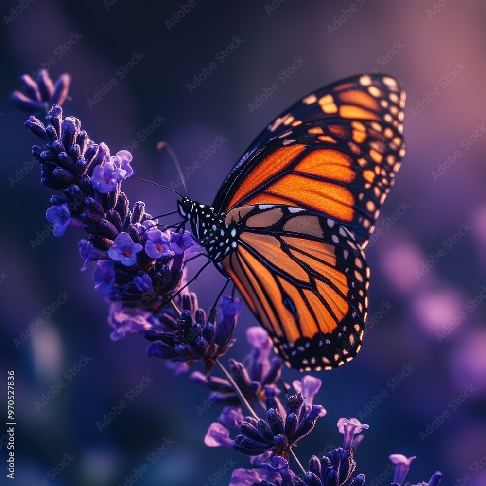 Obraz premium Monarch Butterfly on Lavender Flower