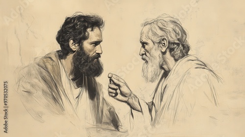 Inspirational Biblical Illustration: Lord Instructs Samuel to Listen to People but Warns of Consequences, Beige Background, Faith, Guidance, Old Testament Story photo