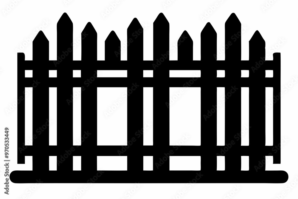 fence black icon vector, Old rustic fence silhouette, wooden fence vector fence black icon vector, Old rustic fence silhouette, wooden fence vector