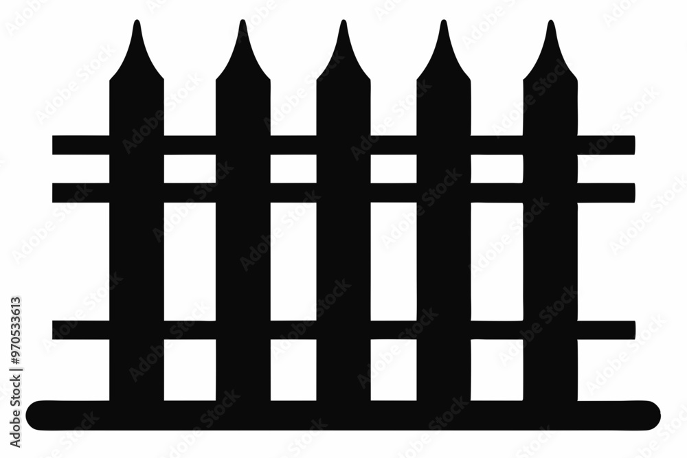 fence black icon vector, Old rustic fence silhouette, wooden fence vector fence black icon vector, Old rustic fence silhouette, wooden fence vector