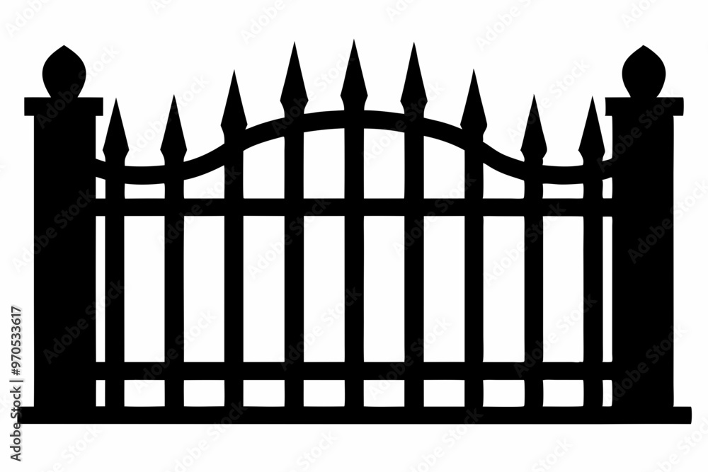 fence black icon vector, Old rustic fence silhouette, wooden fence vector fence black icon vector, Old rustic fence silhouette, wooden fence vector