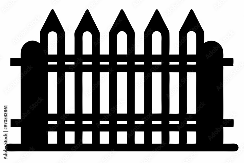 fence black icon vector, Old rustic fence silhouette, wooden fence vector fence black icon vector, Old rustic fence silhouette, wooden fence vector