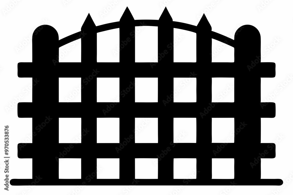 fence black icon vector, Old rustic fence silhouette, wooden fence vector fence black icon vector, Old rustic fence silhouette, wooden fence vector