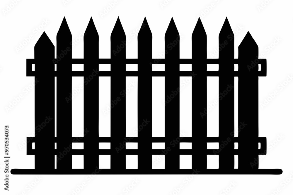 fence black icon vector, Old rustic fence silhouette, wooden fence vector fence black icon vector, Old rustic fence silhouette, wooden fence vector