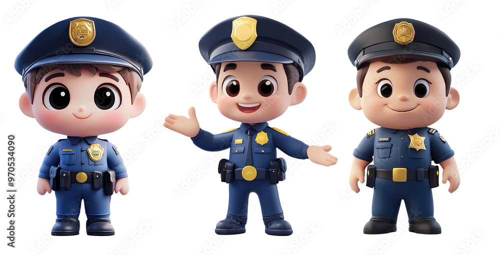 police officer 3d cartoon Job Worker isolated on transparent background, generated ai police officer 3d cartoon Job Worker isolated on transparent background, generated ai