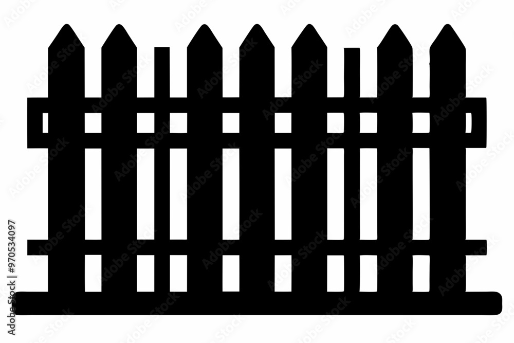 fence black icon vector, Old rustic fence silhouette, wooden fence vector fence black icon vector, Old rustic fence silhouette, wooden fence vector