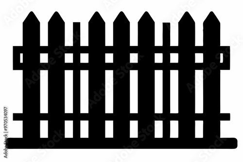 fence black icon vector, Old rustic fence silhouette, wooden fence vector