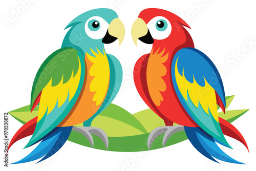 Parrot couple white background B.eps