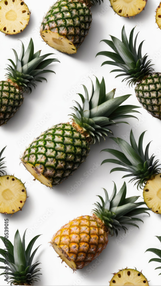 pineapple on white background pineapple on white background