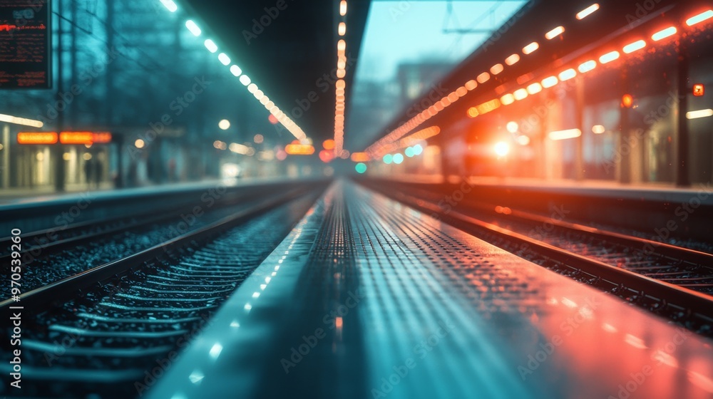 Train Tracks at Night. Train Tracks at Night.