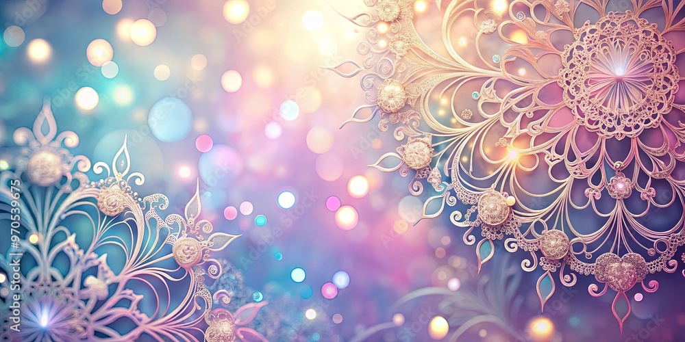 Intricate filigree-like patterns in soft pastel colors with mesmerizing light effects on a captivating background Intricate filigree-like patterns in soft pastel colors with mesmerizing light effects on a captivating background