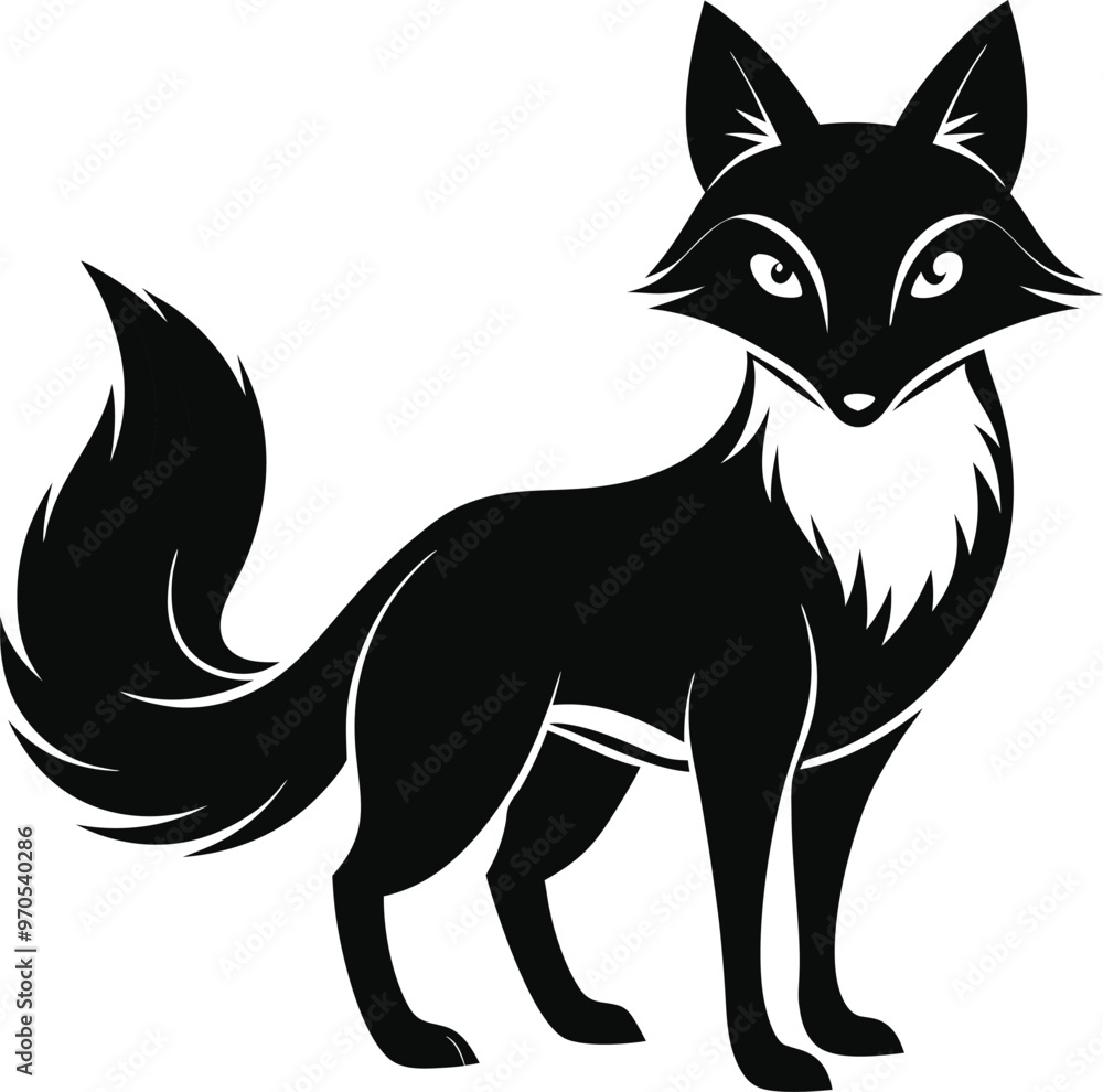 Obraz premium black fox vector illustration silhouette, Print