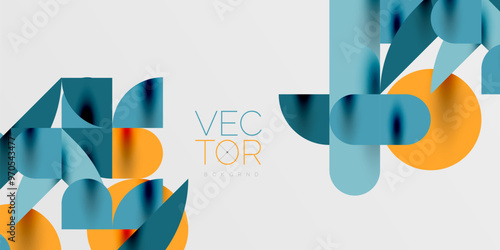 Circles, semi circles, squares and round shapes mosaic techno art. Vector Illustration For Wallpaper, Banner, Background, Card, Book Illustration, landing page