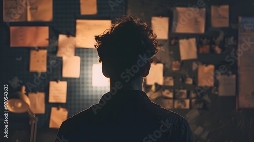 Silhouette of a man in a dress at night, representing a candidate or expert