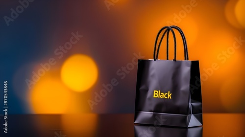 Black Friday cover banner for social media or other background, with shopping bag photo