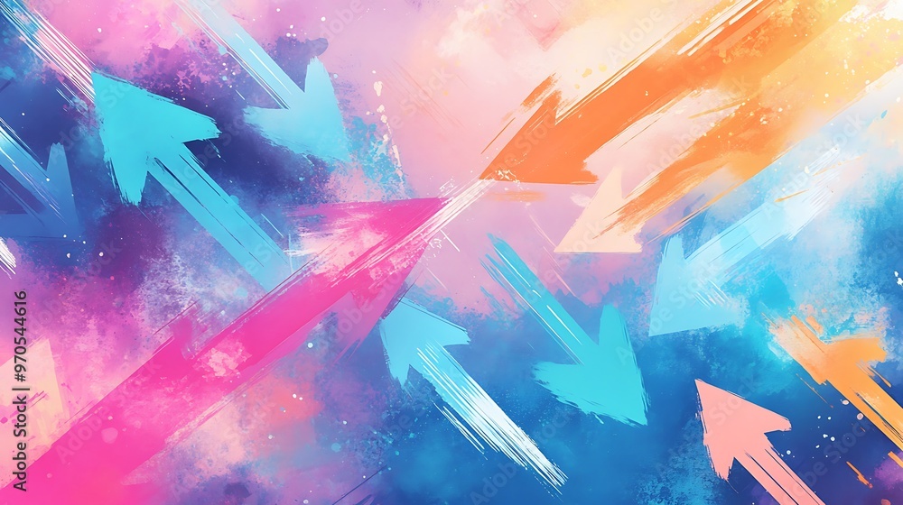 Abstract Art with Colorful Arrows on a Dusty Background Abstract Art with Colorful Arrows on a Dusty Background