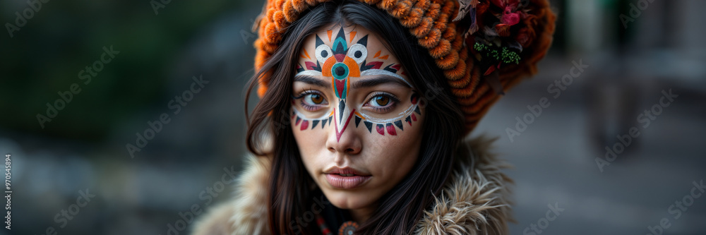Inuit cold fashion face makeup portrait decoration Inuit cold fashion face makeup portrait decoration