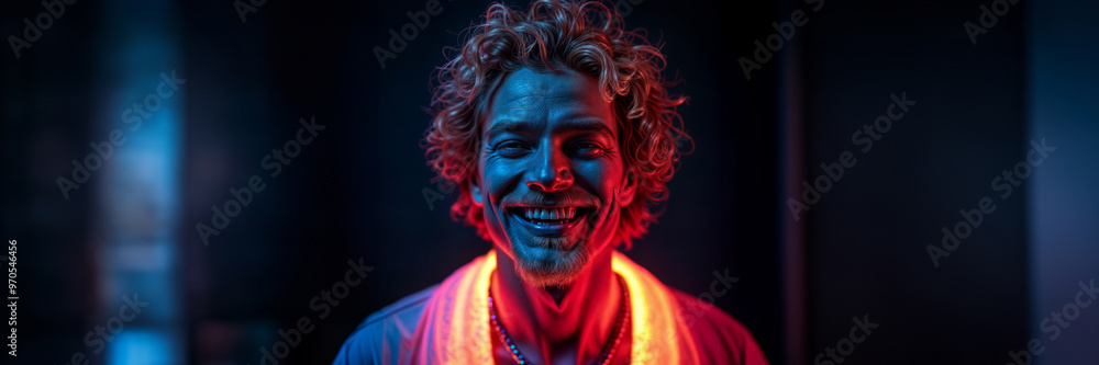 drunk Dionysus laughing man modern god neon drunk Dionysus laughing man modern god neon