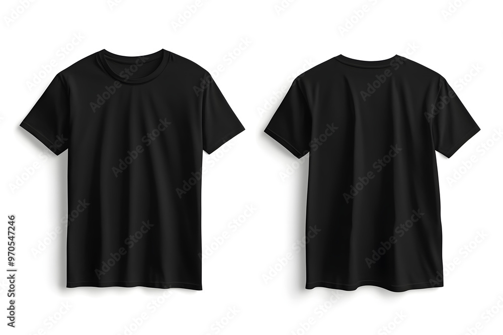 Black T-Shirt Mockup with Two Sides on White Background Black T-Shirt Mockup with Two Sides on White Background