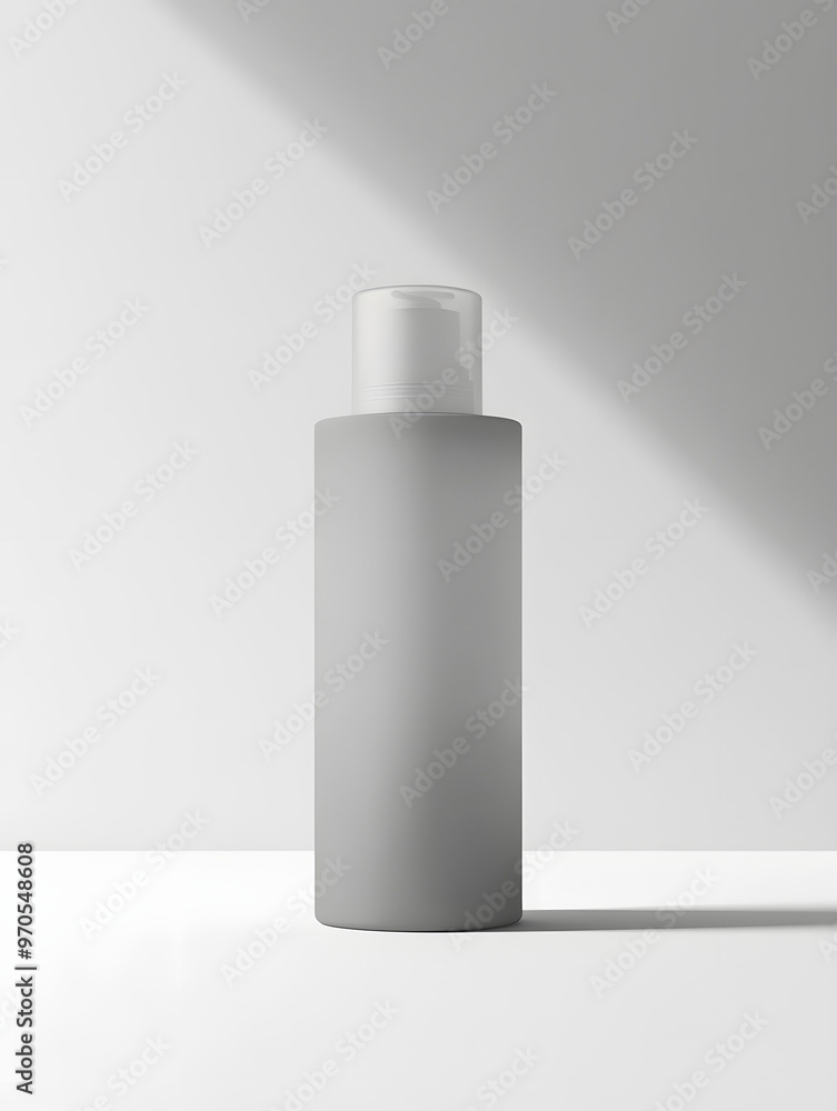 Realistic Image of Minimalistic Matte Gray Skincare Product Bottle Realistic Image of Minimalistic Matte Gray Skincare Product Bottle