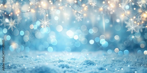 Tranquil background with icy blue and platinum hues and shimmering lights, perfect for winter-themed designs