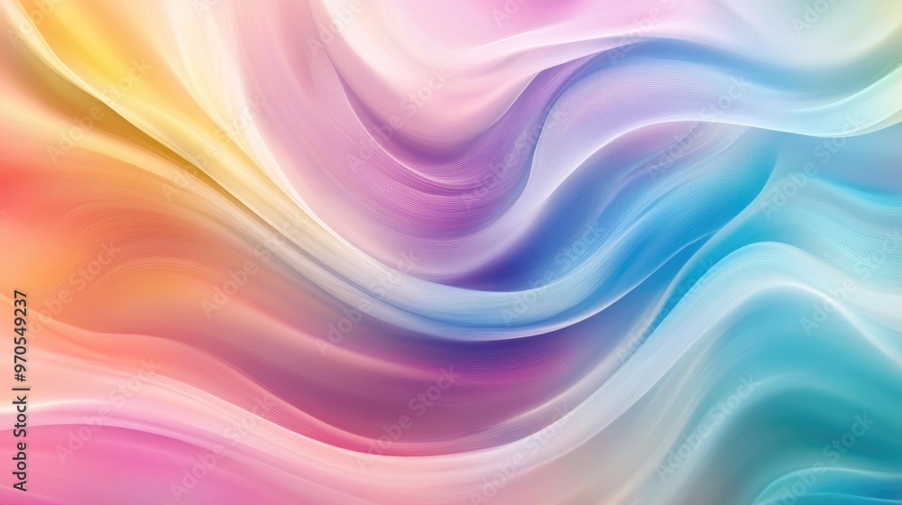 Beautiful swirling rainbow color waves flowing elegantly across a soft pastel backdrop, creating a dynamic visual effect Beautiful swirling rainbow color waves flowing elegantly across a soft pastel backdrop, creating a dynamic visual effect