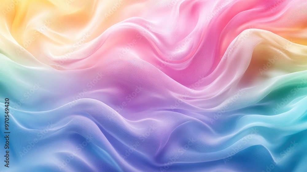 Beautiful swirling rainbow-colored waves blending into a soft pastel background, creating a dynamic and visually stunning effect Beautiful swirling rainbow-colored waves blending into a soft pastel background, creating a dynamic and visually stunning effect