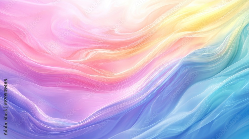 Beautiful swirling rainbow-colored waves blending into a soft pastel background, creating a dynamic and visually stunning effect Beautiful swirling rainbow-colored waves blending into a soft pastel background, creating a dynamic and visually stunning effect