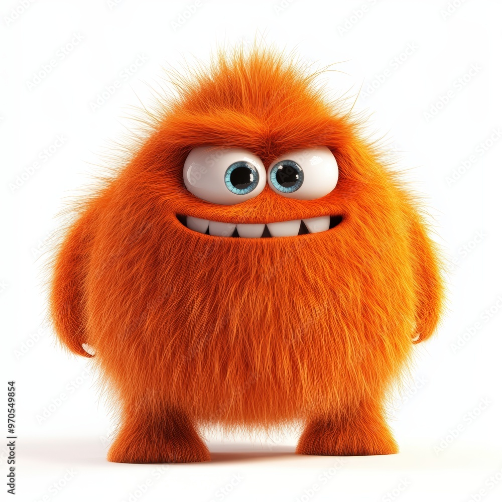 Cute colored furry monster 3D cartoon character.
Cute colored furry monster 3D cartoon character.