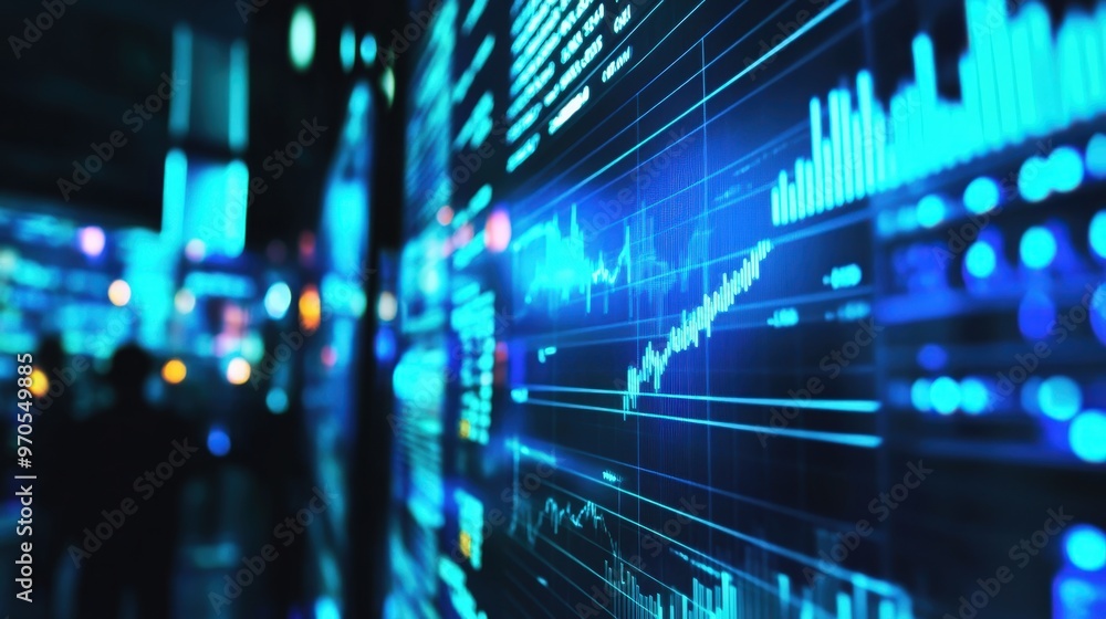 dynamic financial news feed on a computer screen. dynamic financial news feed on a computer screen.