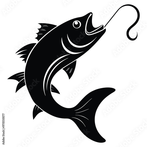 Bass Fishing Logo. Unique largemouth Bass Jumping out of the water. Great to use as your Bass fishing activity