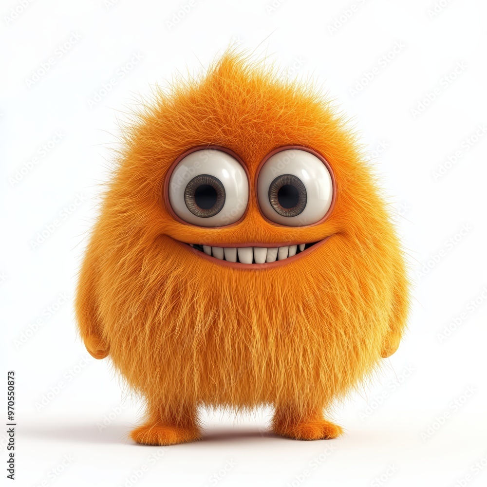 Cute colored furry monster 3D cartoon character.
Cute colored furry monster 3D cartoon character.