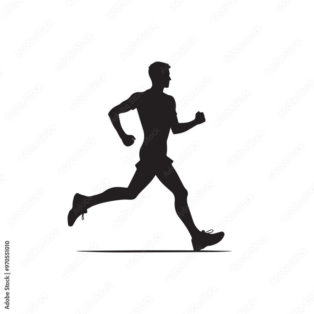 Running man silhouette. Physical exercise man silhouette vector. Running man vector design black and white.