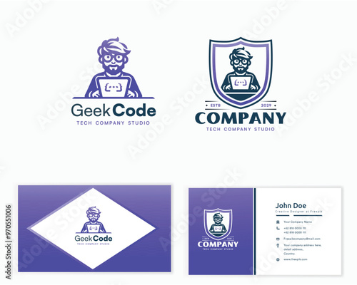 Geek Programmer School Academy Logo template for corporate business