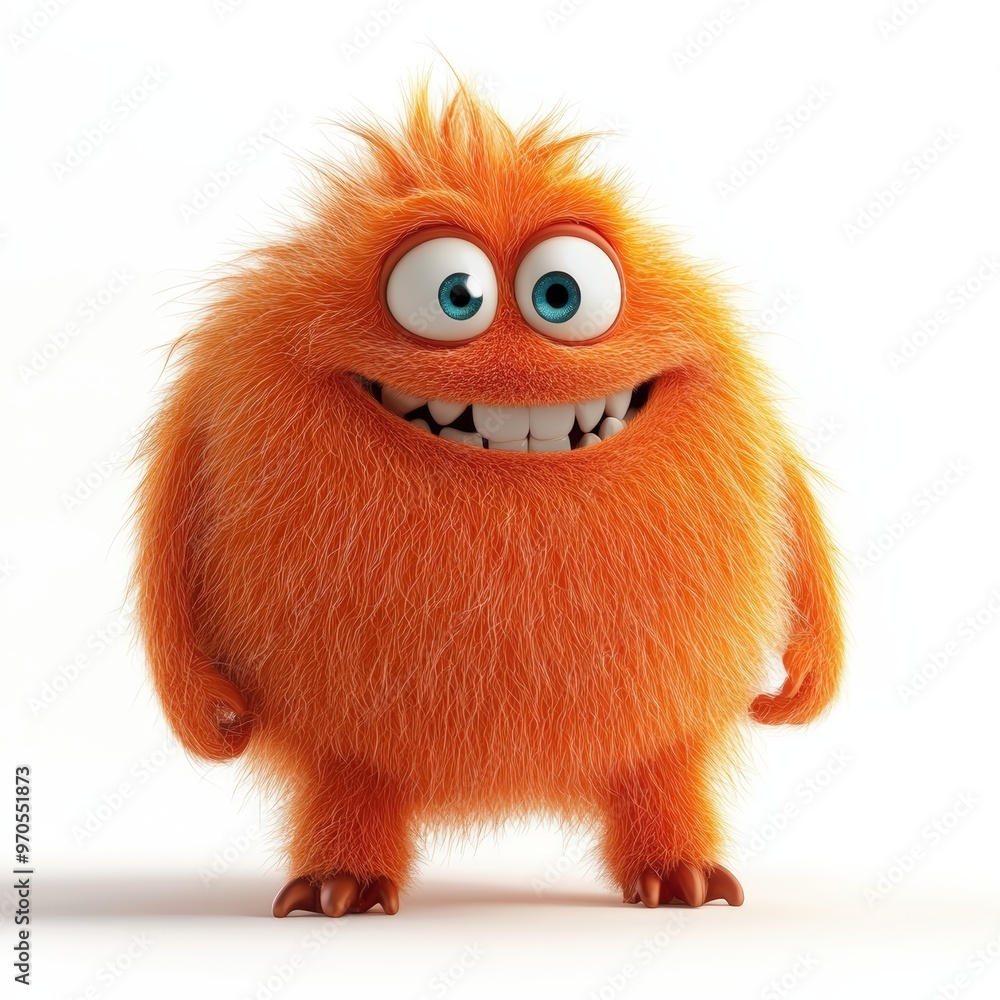 Cute colored furry monster 3D cartoon character. Cute colored furry monster 3D cartoon character.