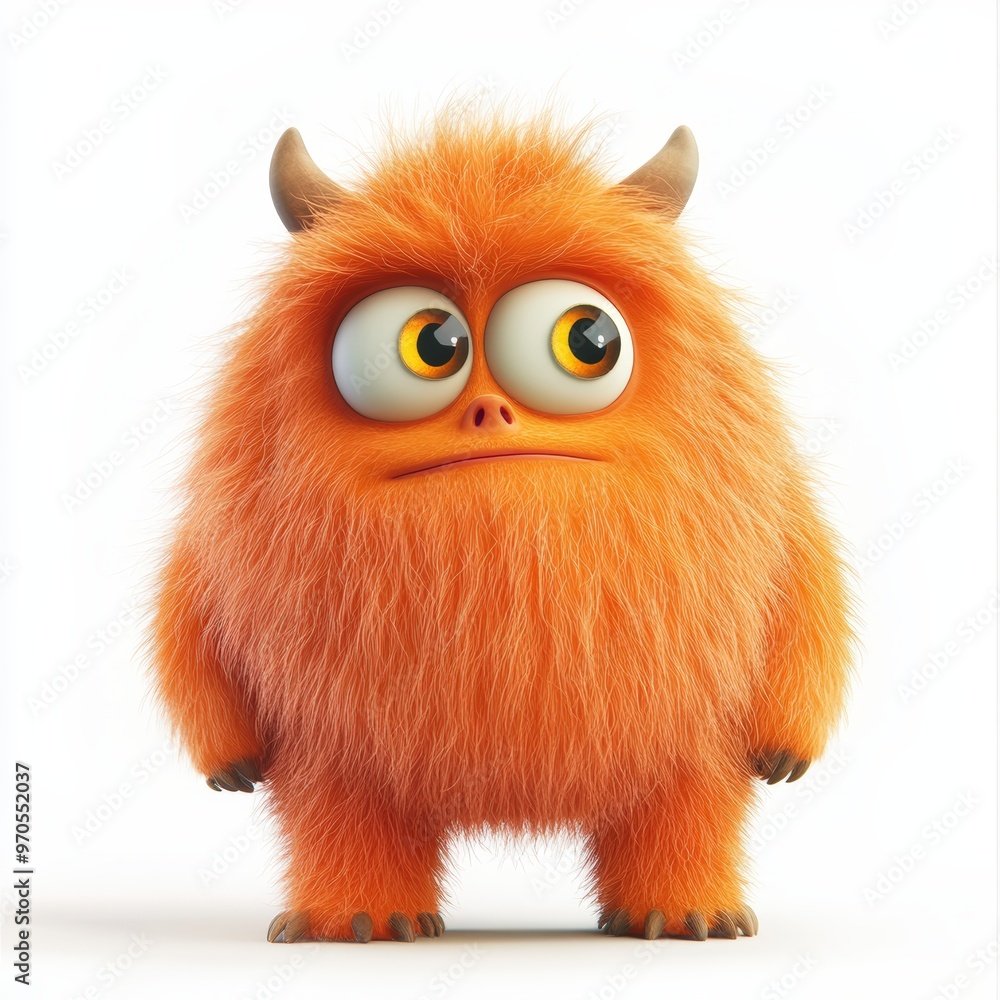 Cute colored furry monster 3D cartoon character. Cute colored furry monster 3D cartoon character.