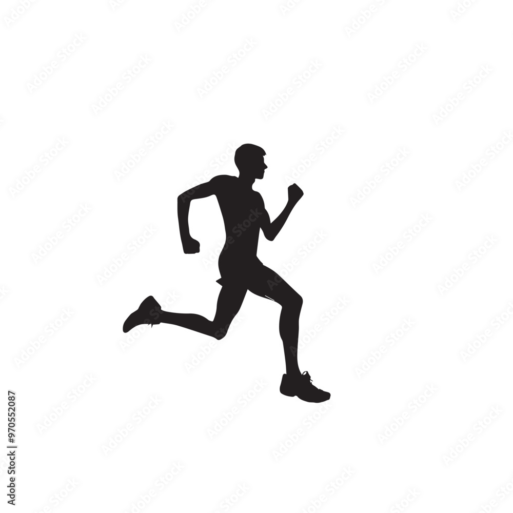 Running man silhouette. Physical exercise man silhouette vector. Running man vector design black and white. Running man silhouette. Physical exercise man silhouette vector. Running man vector design black and white.