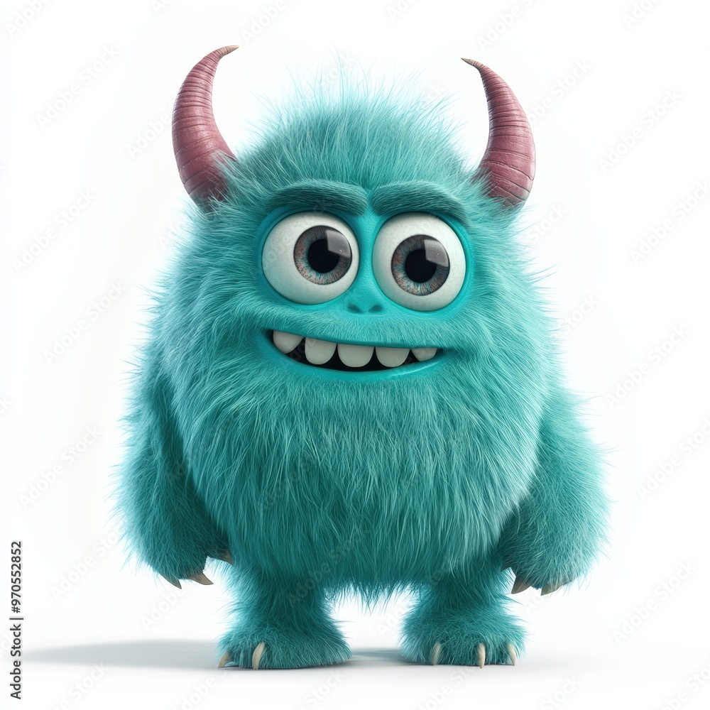 Cute colored furry monster 3D cartoon character. Cute colored furry monster 3D cartoon character.