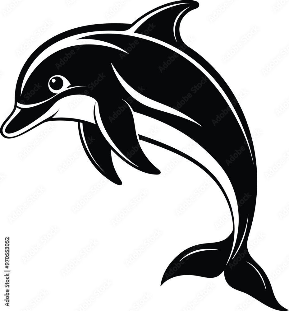 Obraz premium black dolphin vector illustration silhouette, Print