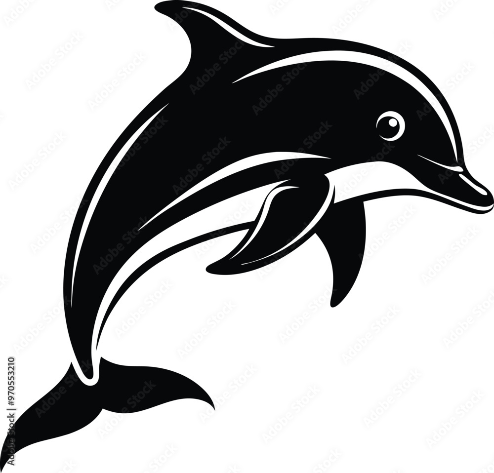 Obraz premium black dolphin vector illustration silhouette, Print