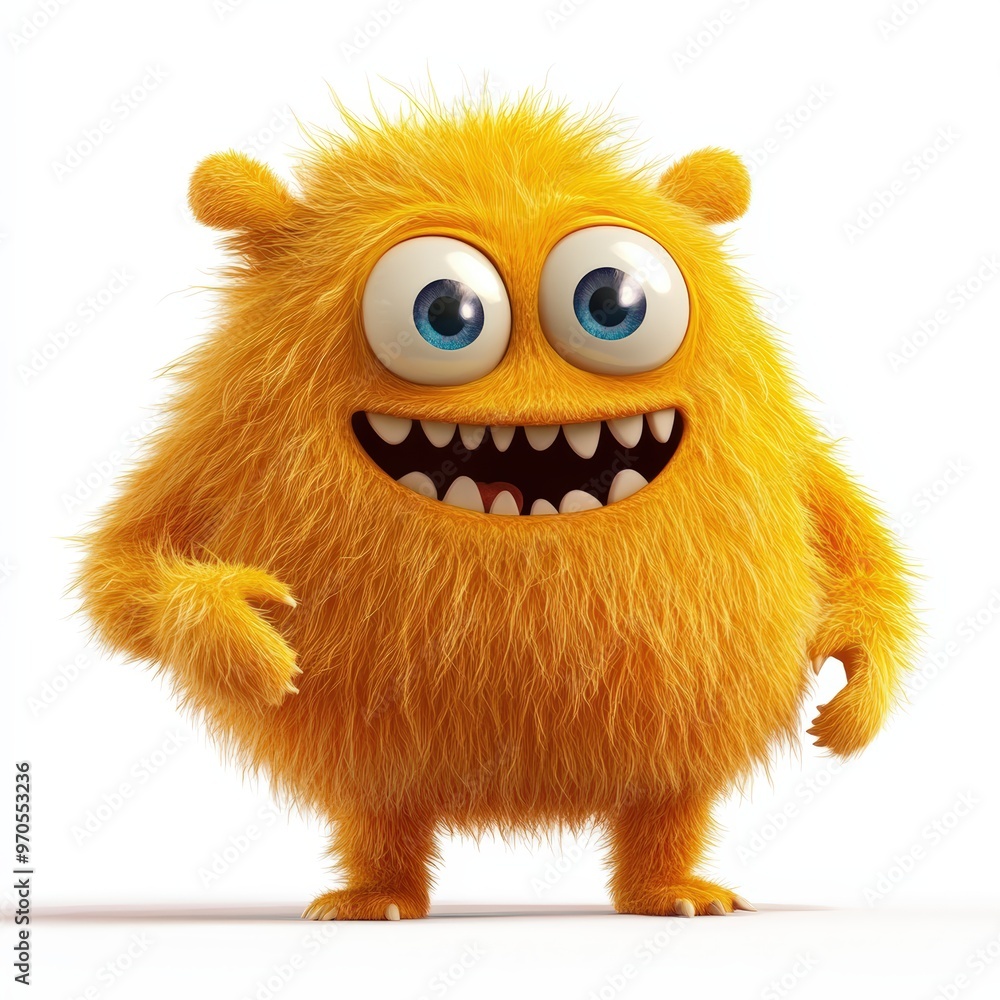 Cute colored furry monster 3D cartoon character. Cute colored furry monster 3D cartoon character.