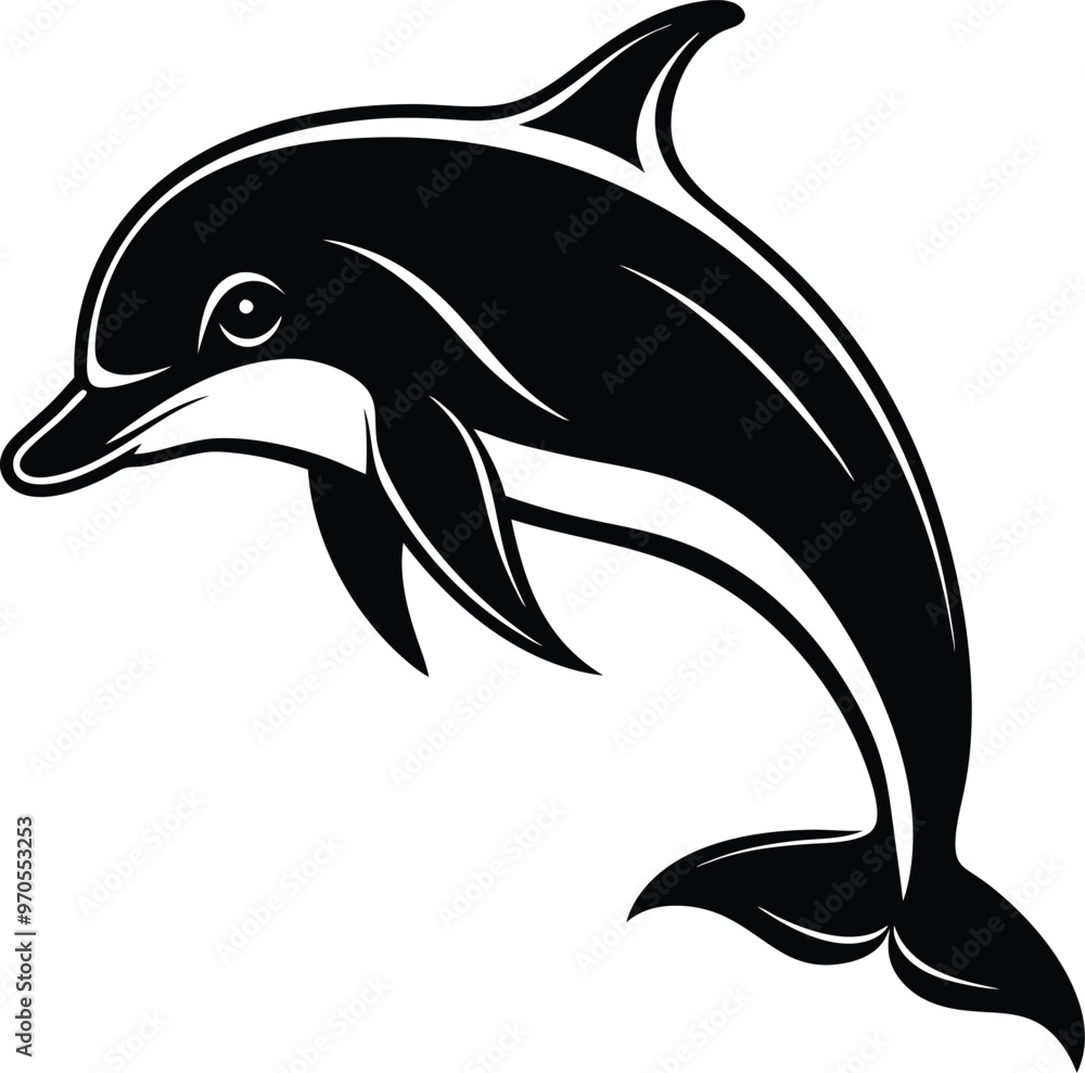 Fototapeta premium black dolphin vector illustration silhouette, Print