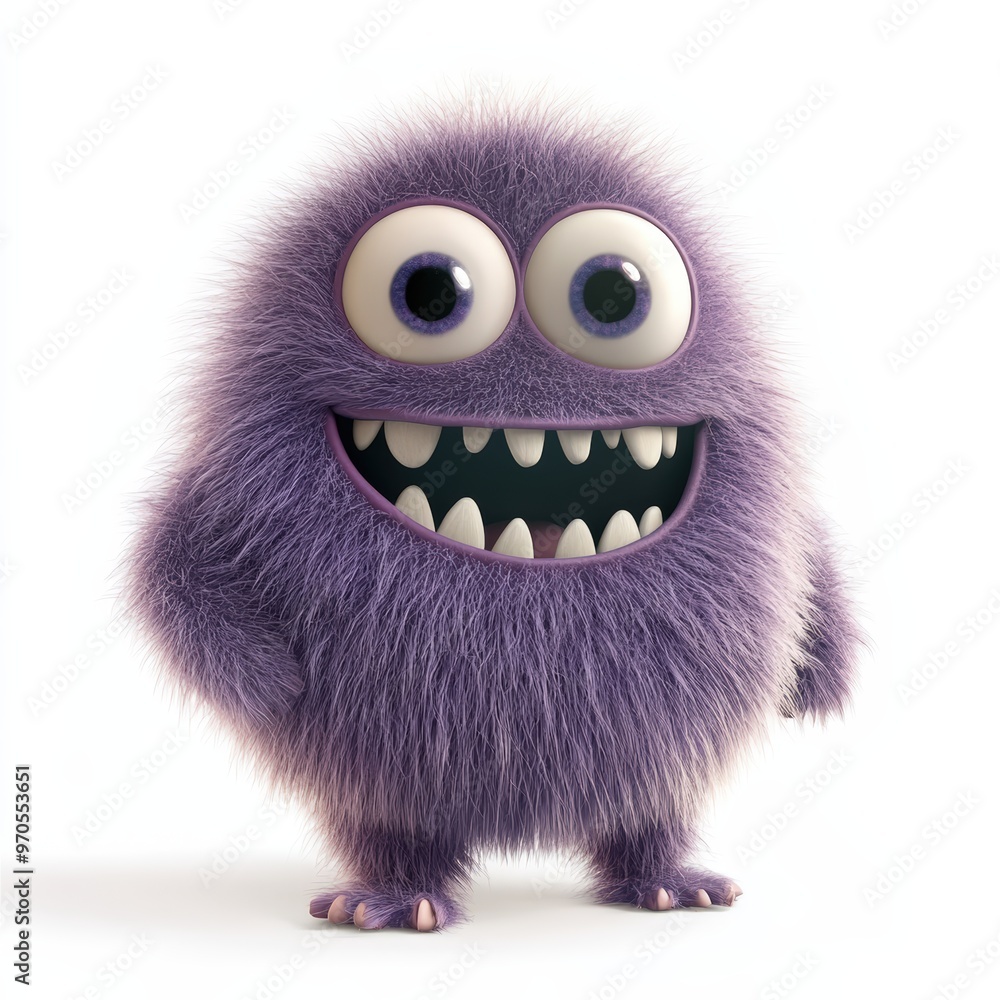 Cute colored furry monster 3D cartoon character. Cute colored furry monster 3D cartoon character.